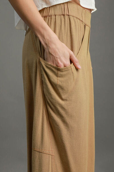 Umgee Elastic Waist Baggy Fit Pants with Pockets elegancydose