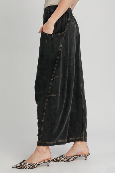 Umgee Elastic Waist Baggy Fit Pants with Pockets elegancydose