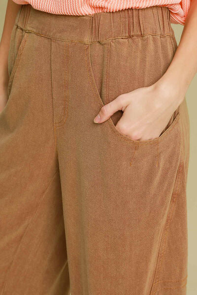 Umgee Elastic Waist Baggy Fit Pants with Pockets elegancydose