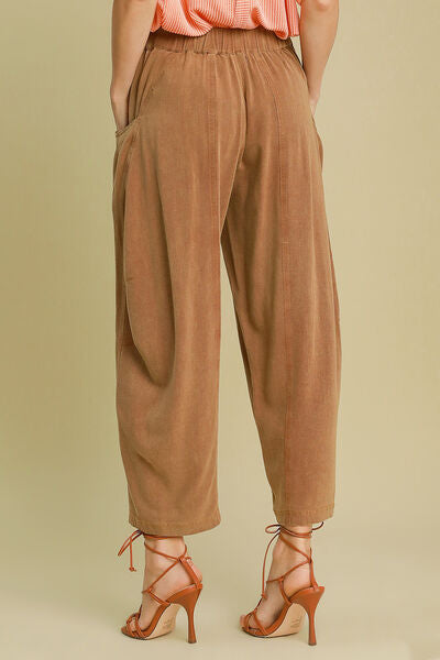 Umgee Elastic Waist Baggy Fit Pants with Pockets elegancydose