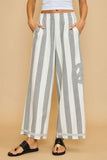 Umgee Peace Sign Patch Striped Wide Leg Pants elegancydose