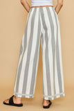 Umgee Peace Sign Patch Striped Wide Leg Pants elegancydose