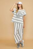 Umgee Peace Sign Patch Striped Wide Leg Pants elegancydose