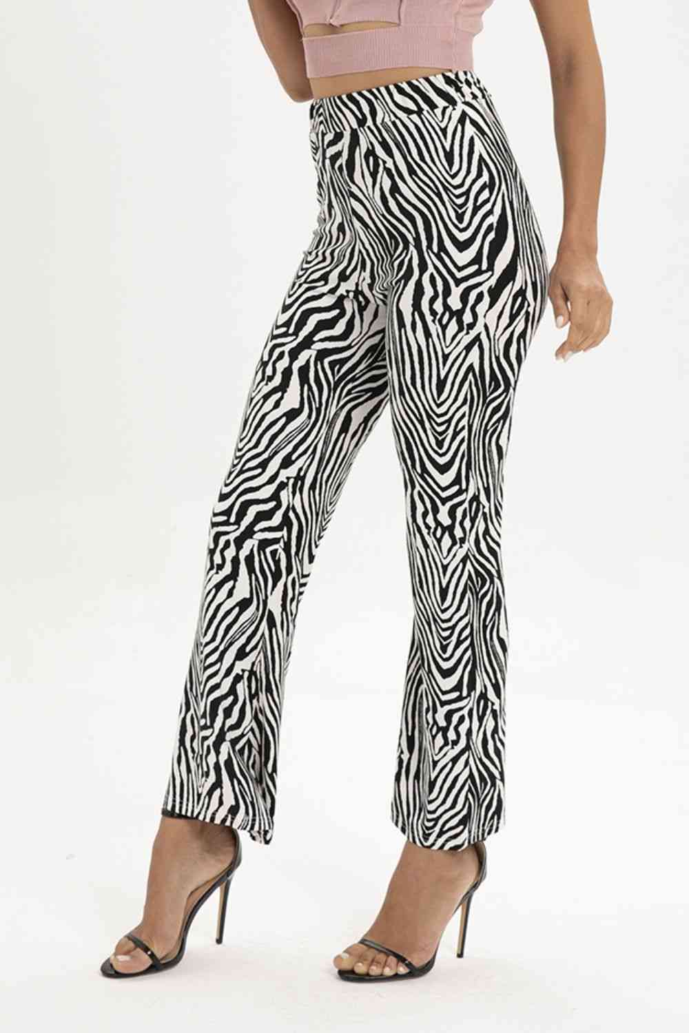 Zebra Print Straight Leg Pants elegancydose