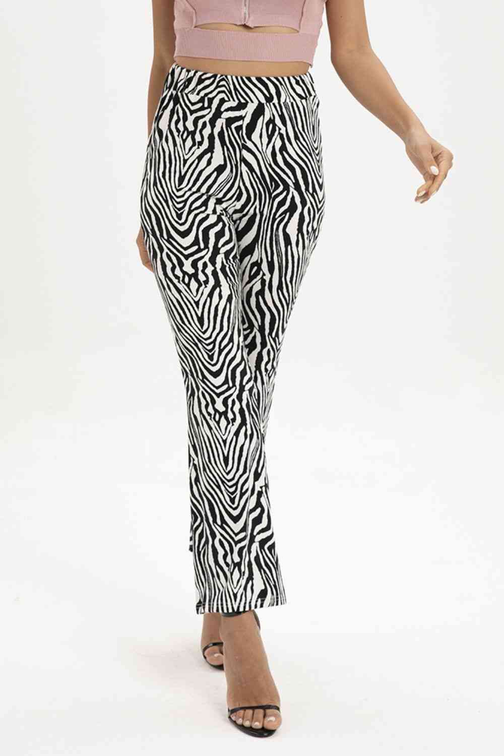 Zebra Print Straight Leg Pants elegancydose