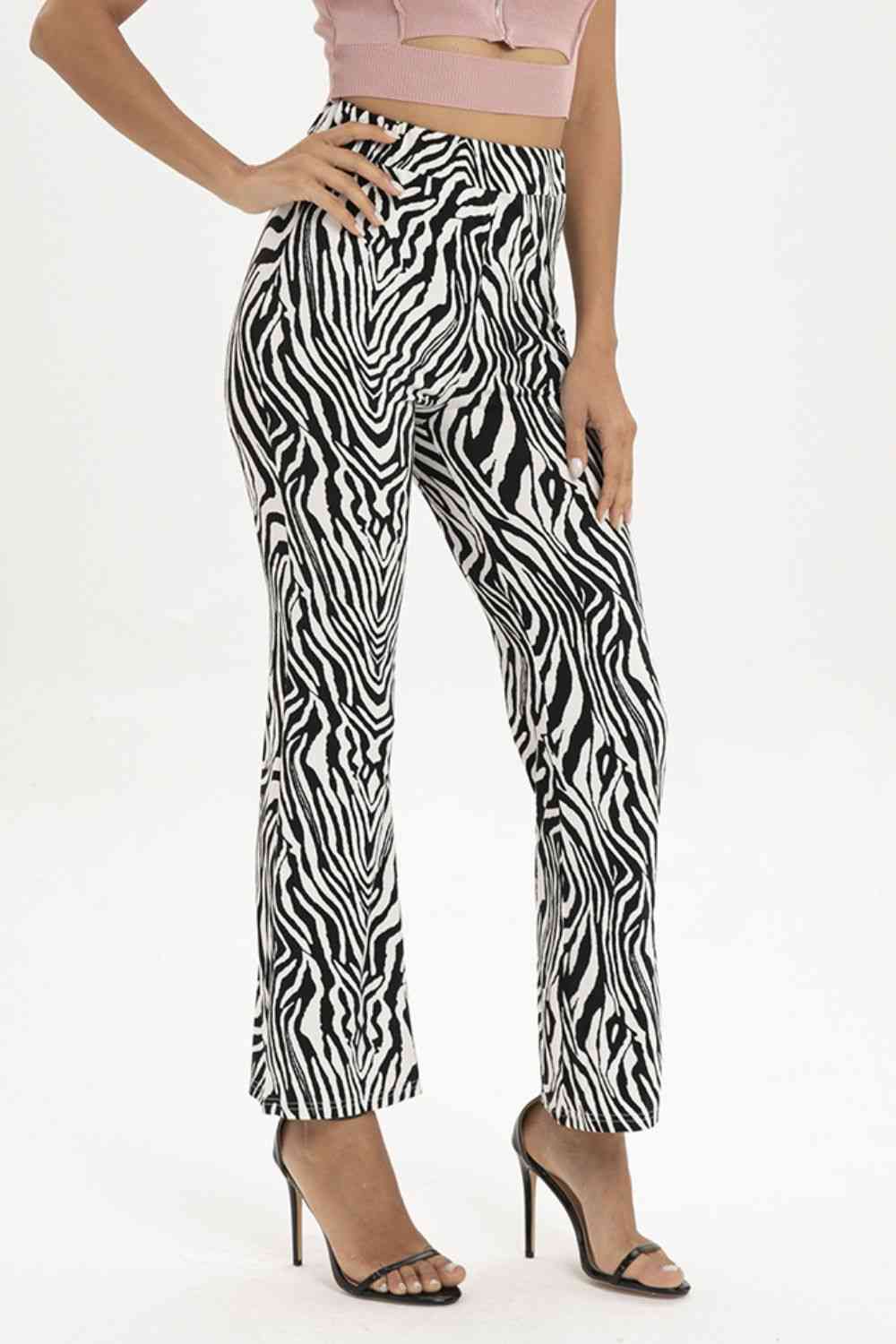 Zebra Print Straight Leg Pants elegancydose