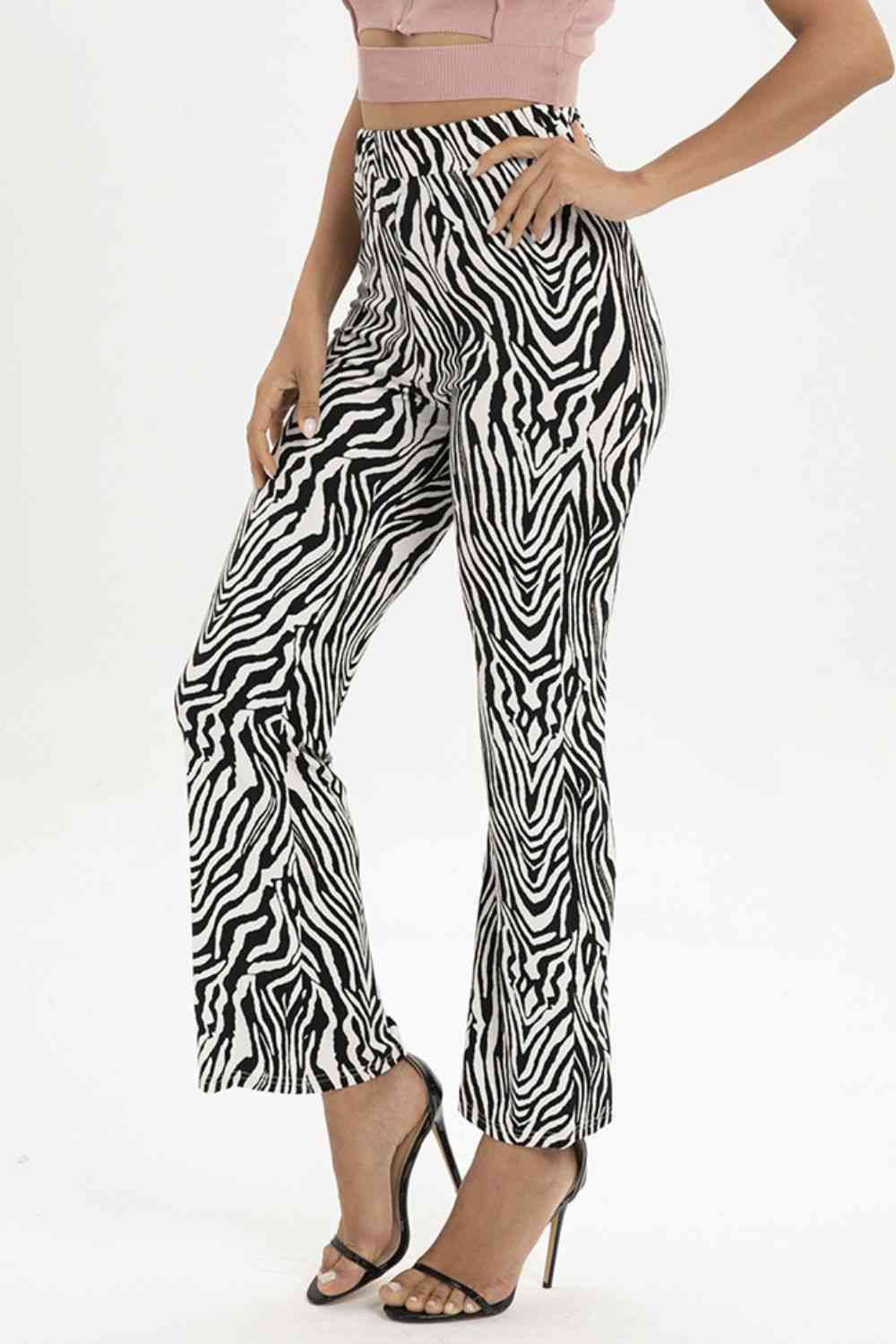 Zebra Print Straight Leg Pants elegancydose
