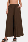 Zenana Woven Wide Leg Pants With Pockets elegancydose
