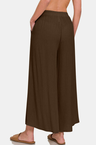 Zenana Woven Wide Leg Pants With Pockets elegancydose