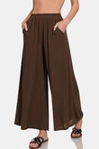 Zenana Woven Wide Leg Pants With Pockets elegancydose