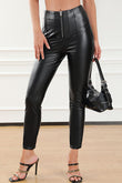 Zip Up PU Leather Skinny Cropped Pants elegancydose