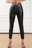 Zip Up PU Leather Skinny Cropped Pants elegancydose