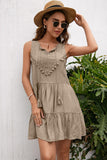 Ivy Lane Tassel Tie Lace Trim Sleeveless Dress