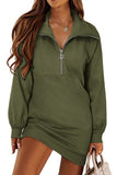 Half Zip Dropped Shoulder Mini Sweatshirt Dress