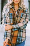 Plaid Collared Neck Long Sleeve Shirt
