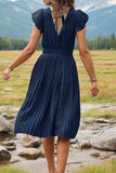 Perfee Tied Smocked Waist Flutter Sleeve Dress