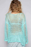 POL Side Slit Openwork Long Sleeve Knit Cover Up