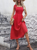 Perfee Tied Smocked Sleeveless Midi Dress