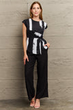 Perfee Printed Round Neck Short Sleeve Blouse