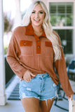 Half-Button Collared Long Sleeve Top