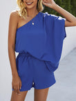 Single Shoulder Batwing Sleeve Romper