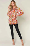 Double Take Full Size Printed Button Up Long Sleeve Shirt