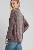 Umgee Side Slit Texture Button Up Shirt