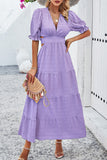 Devine Tie Back Short Sleeve Tiered Dress