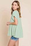 Cotton Bleu by Nu Lab Ruched Notched Short Sleeve Blouse