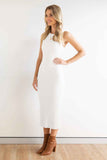 Slit Ribbed Round Neck Sleeveless Dress