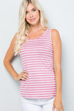 Celeste Full Size Backside Bow Tie Striped Tank