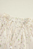 Frill Lace Detail Printed Tie Neck Long Sleeve Blouse