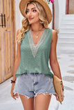 Eyelet V-Neck Wide Strap Tank