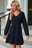 V-Neck Long Sleeve Mini Dress