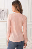 Textured Round Neck Long Sleeve Blouse