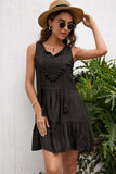 Ivy Lane Tassel Tie Lace Trim Sleeveless Dress