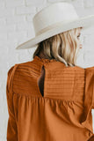 Ruffled Mock Neck Long Sleeve Blouse