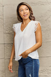 Perfee V-Neck Lace Trim Tank Top