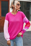 Color Block Waffle-Knit Blouse