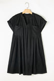 Textured Notched Cap Sleeve Dress