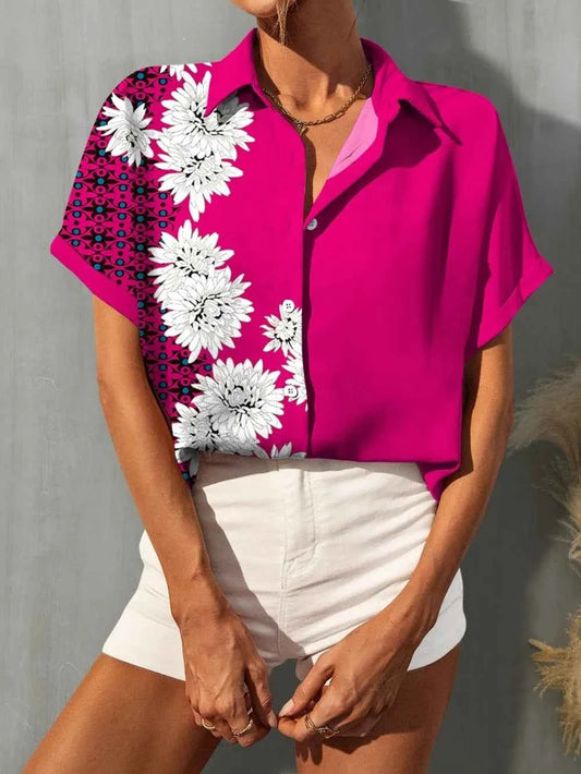 FAM-FAM Printed Button Up Short Sleeve Shirt