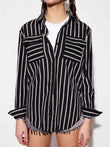 Striped Collared Neck Long Sleeve Shirt