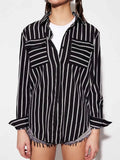 Striped Collared Neck Long Sleeve Shirt