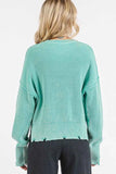 Mittoshop Distressed Hem Round Neck Dropped Shoulder Sweater