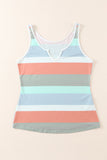Striped Notched Neck Tank