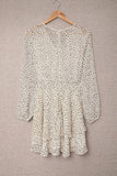 Tied Polka Dot Balloon Sleeve Layered Dress