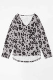 Leopard V-Neck Dropped Shoulder Blouse