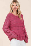 Mittoshop Openwork Round Neck Drop Shoulder Sweater