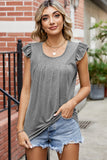 Ruffled Ruched Round Neck Tank