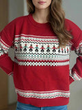 Contrast Round Neck Dropped Shoulder Sweater